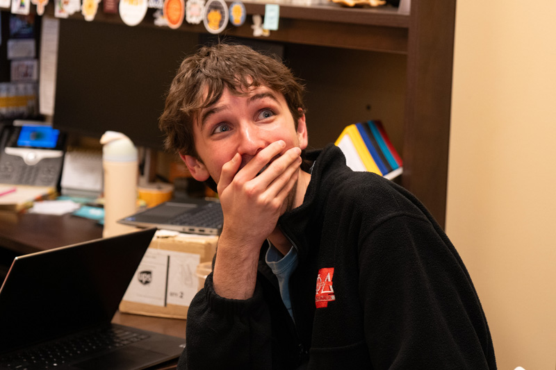 Josh Donaldson learns he's been selected for the Truman Scholarship.