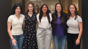 From left, Maddie Beins, Cassie Lueck, Velissia Perez, Kaitlyn Blagg, and Campbell Marino